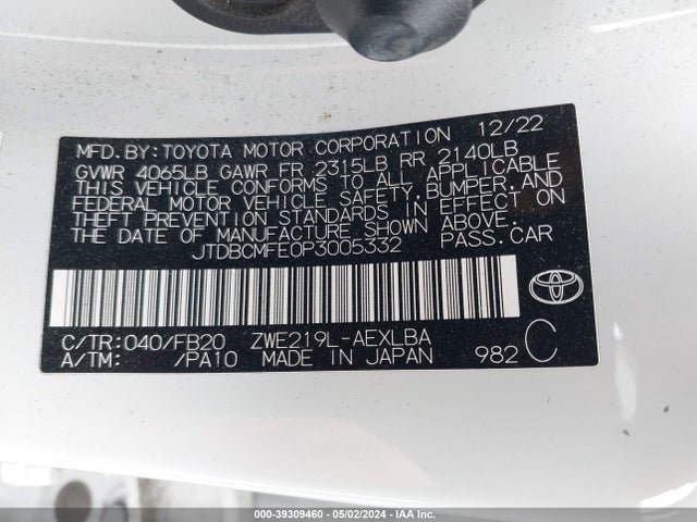 Toyota Corolla Hybrid Le 2023 JTDBCMFE0P3005332 Image 9