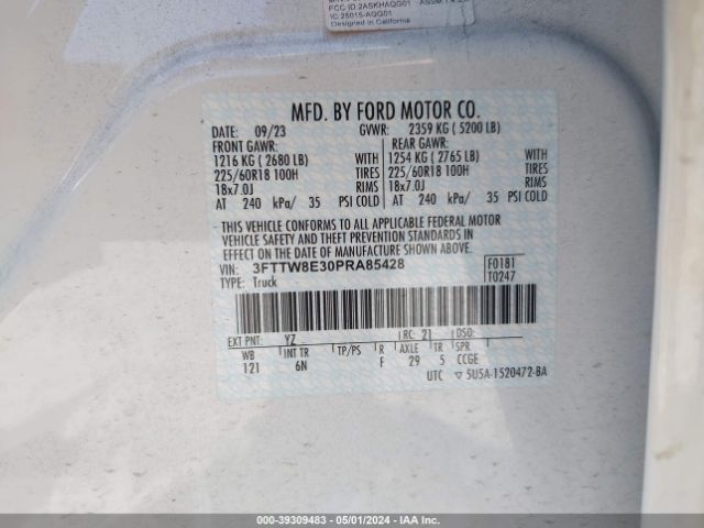 3FTTW8E30PRA85428 Ford Maverick Lariat