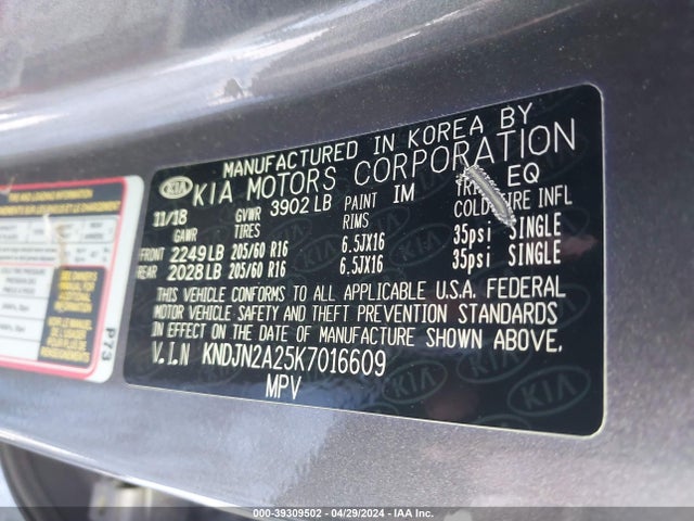 KIA Soul 2019 KNDJN2A25K7016609 Image 9