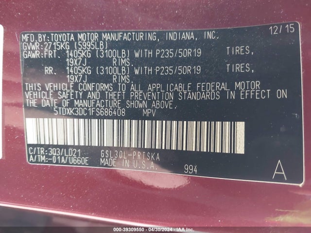 Toyota Sienna Se 8 Passenger 2015 5TDXK3DC1FS686408 Image 9