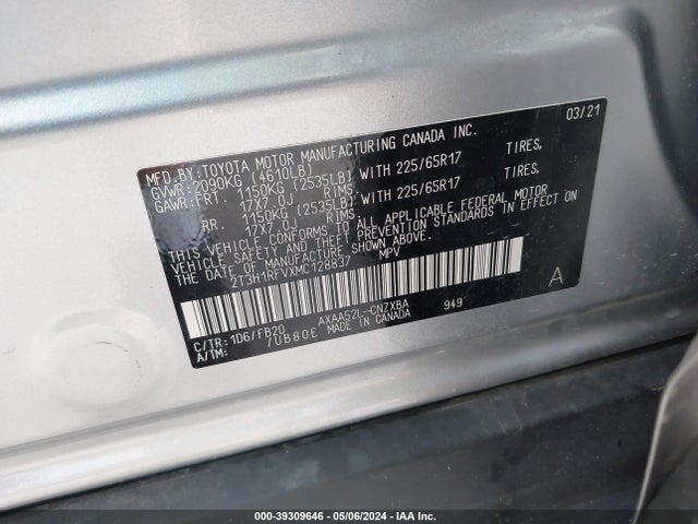 Toyota RAV4 LE 2021 2T3H1RFVXMC128837 Image 9