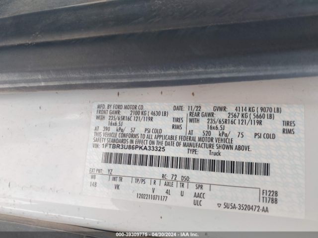 1FTBR3U86PKA33325 Ford Transit-250 Cargo Van