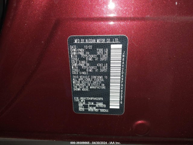 Nissan Armada Platinum 2wd 2023 JN8AY2DA9P9402976 Image 9
