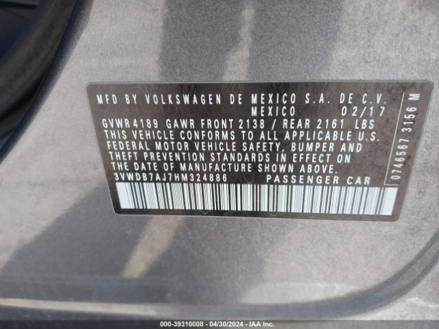 3VWDB7AJ7HM324886 Volkswagen Jetta 1.4t Se