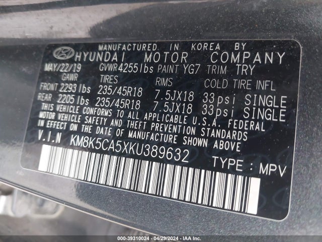 Hyundai Kona Ultimate 2019 KM8K5CA5XKU389632 Image 9