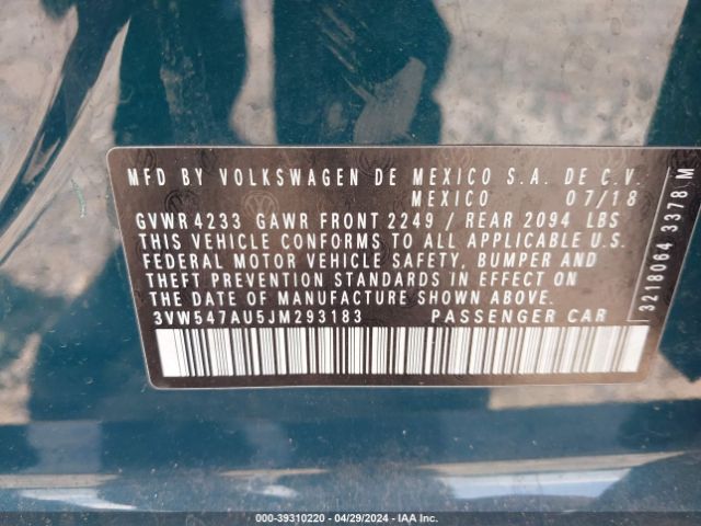 3VW547AU5JM293183 Volkswagen Golf Gti 2.0t Autobahn/2.0t S/2.0t Se