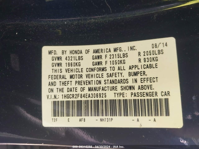 Honda Accord Ex-l 2014 1HGCR2F84EA306925 Image 9