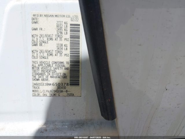 1N6ED1EJ8NN650378 Nissan Frontier Sv 4x2