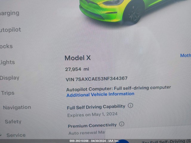 7SAXCAE53NF344367 Tesla Model X Dual Motor All-wheel Drive