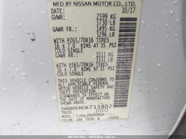 Nissan Frontier Sv 2018 1N6DD0ER6JN715802 Image 9