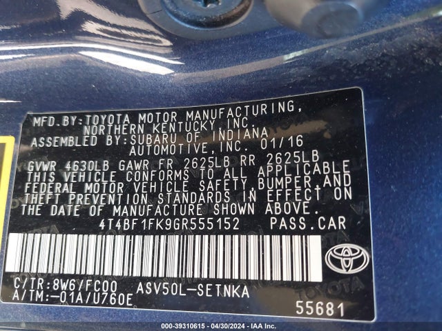 Toyota CAMRY LE 2016 4T4BF1FK9GR555152 Image 9