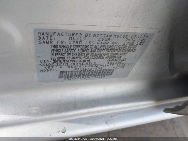 Nissan Versa 1.6 S+ 2017 3N1CN7AP2HL901519 Image 9