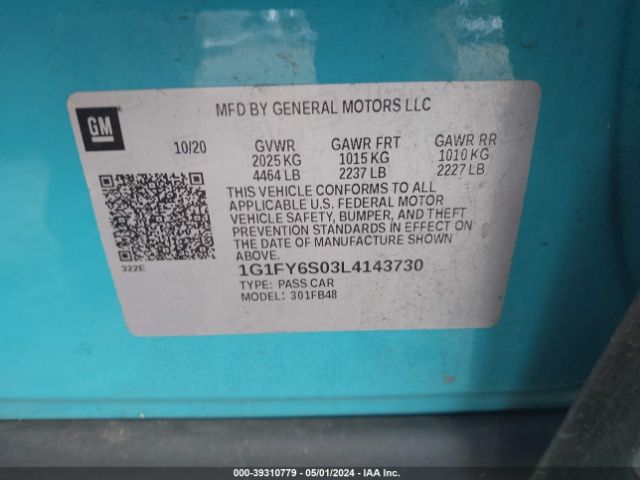 1G1FY6S03L4143730 Chevrolet Bolt Ev Fwd Lt