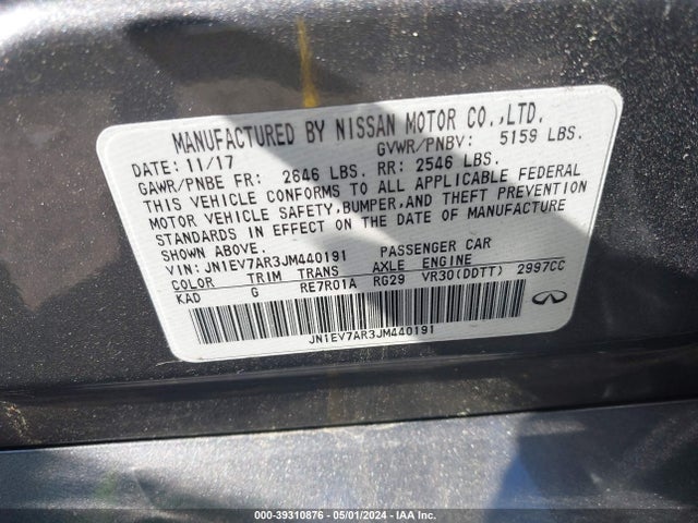 JN1EV7AR3JM440191 Infiniti Q50 3.0t Luxe