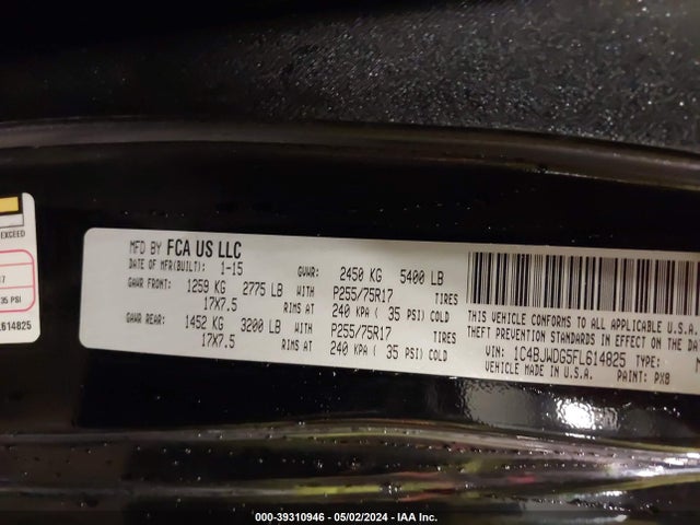 1C4BJWDG5FL614825 Jeep Wrangler Unlimited Freedom Edition
