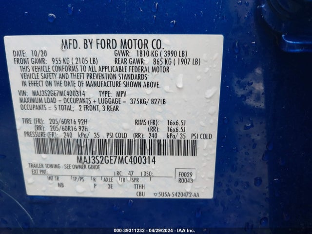Ford Ecosport Se 2021 MAJ3S2GE7MC400314 Image 9