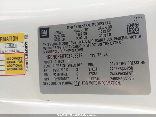 Chevrolet Silverado 1500 Work Truck 1wt 2014 1GCNCPEH7EZ408812 Image 9