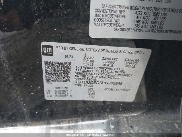 GMC Sierra 1500 4wd  Short Box Slt 2023 3GTUUDED6PG345645 Image 9
