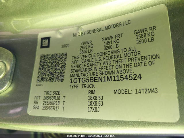 1GTG5BEN1M1154524 GMC Canyon 2wd  Short Box Elevation Standard