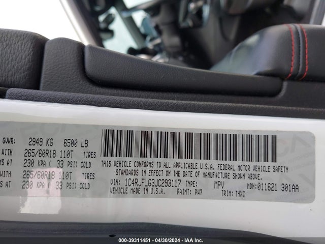 1C4RJFLG3JC293117 Jeep Grand Cherokee Trailhawk 4x4