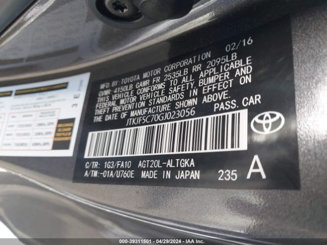 JTKJF5C70GJ023056 Scion TC