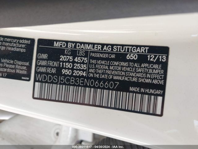 WDDSJ5CB3EN066607 Mercedes-Benz Cla 45 Amg 4matic