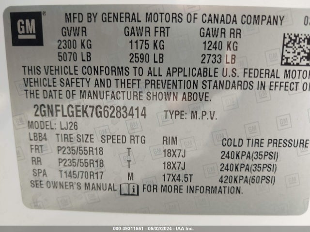Chevrolet Equinox Ltz 2016 2GNFLGEK7G6283414 Image 9