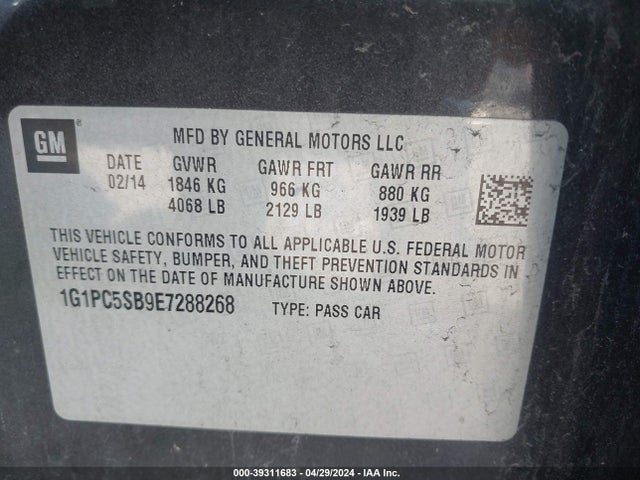 Chevrolet Cruze 1lt Auto 2014 1G1PC5SB9E7288268 Image 9