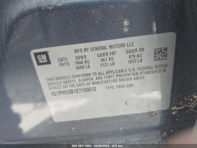 1G1PH5SB1E7190613 Chevrolet Cruze Eco Auto