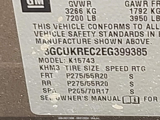 Chevrolet Silverado 1500 2lt 2014 3GCUKREC2EG399385 Image 9
