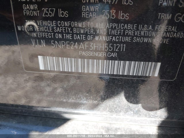 Hyundai SONATA SE 2017 5NPE24AF3HH551211 Image 9