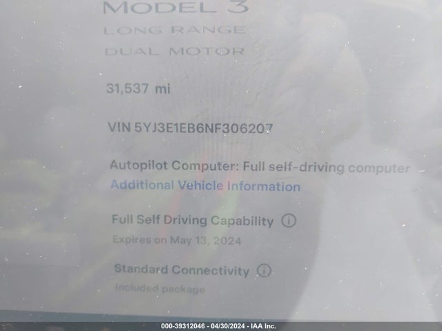 Tesla Model 3 Long Range Dual Motor All-wheel Drive 2022 5YJ3E1EB6NF306207 Image 7