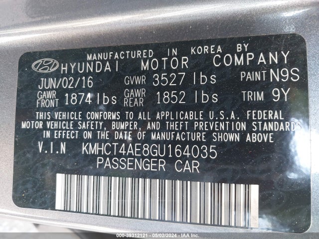 Hyundai ACCENT SE 2016 KMHCT4AE8GU164035 Image 9