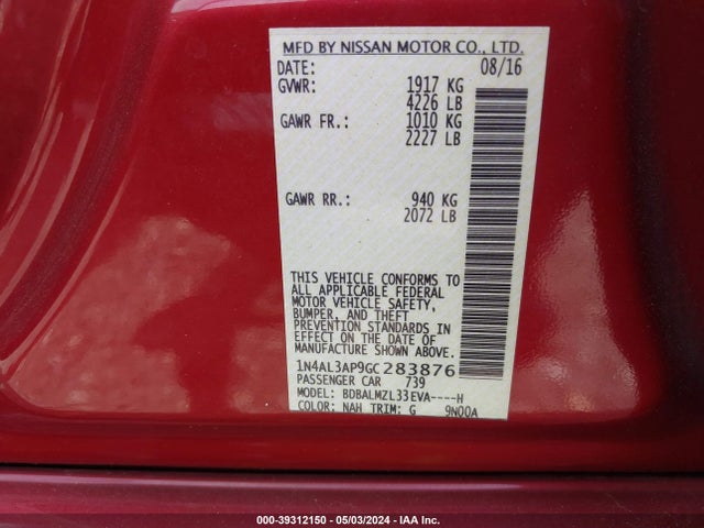 Nissan Altima 2.5 Sv 2016 1N4AL3AP9GC283876 Image 9