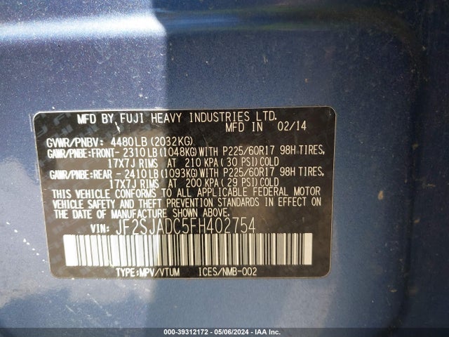Subaru Forester 2.5i Premium 2015 JF2SJADC5FH402754 Image 9