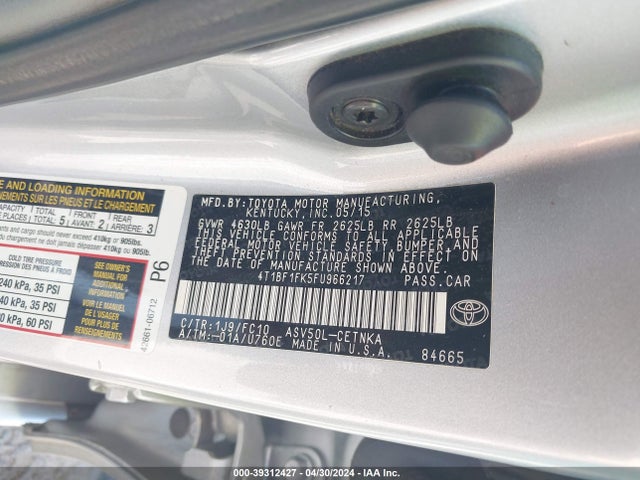 Toyota CAMRY LE 2015 4T1BF1FK5FU966217 Image 9