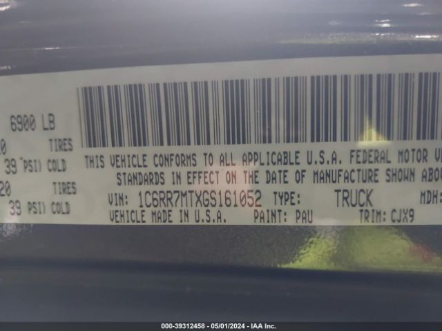 1C6RR7MTXGS161052 RAM 1500 Sport