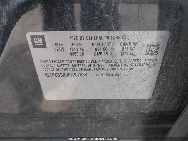 Chevrolet Cruze 1lt Auto 2015 1G1PC5SB8F7207388 Image 9