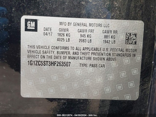 Chevrolet Malibu 1fl 2017 1G1ZC5ST3HF263507 Image 9