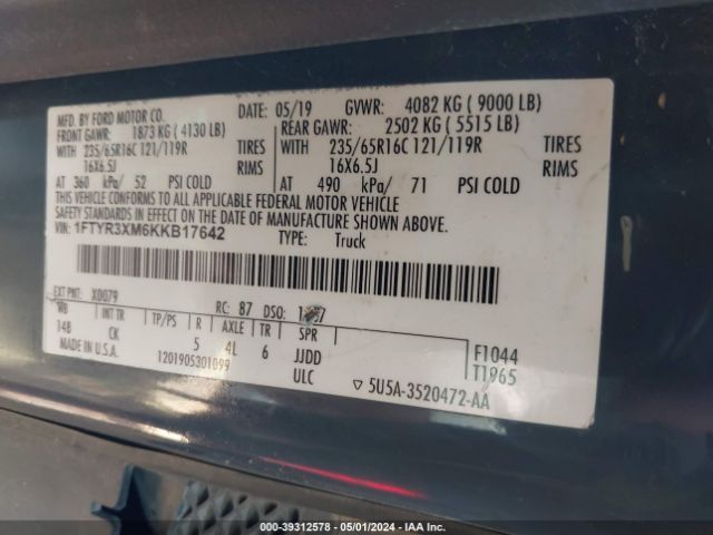 1FTYR3XM6KKB17642 Ford Transit-250