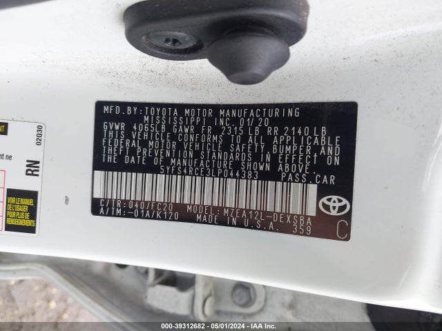 Toyota Corolla Se Nightshade Edition 2020 5YFS4RCE3LP044383 Image 9