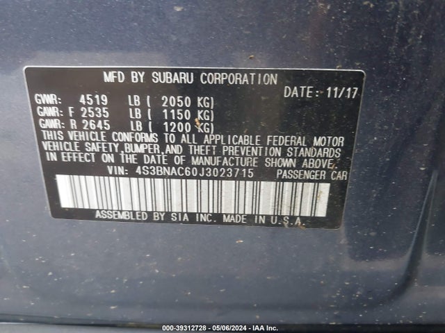 Subaru Legacy 2.5i Premium 2018 4S3BNAC60J3023715 Image 9