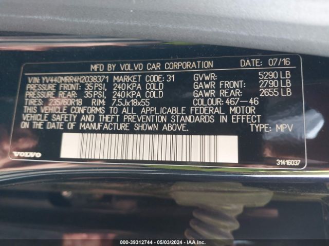 YV440MRR4H2038371 Volvo Xc60 T5 Dynamic