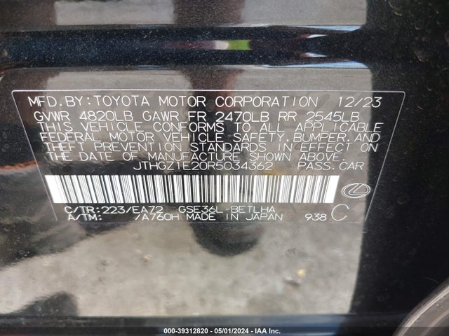 JTHGZ1E20R5034362 Lexus Is 350 F Sport