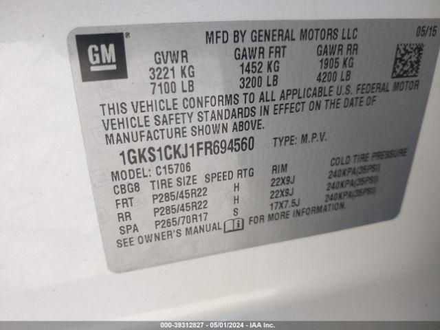 1GKS1CKJ1FR694560 GMC YUKON DENALI