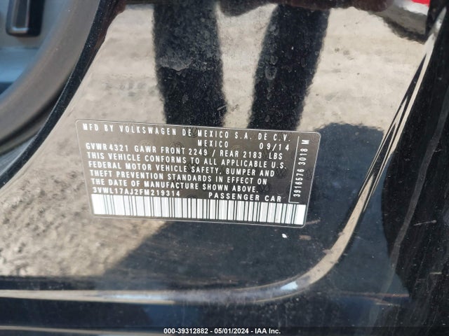 3VWL17AJ2FM219314 Volkswagen Jetta 1.8t Sel