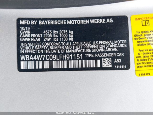 WBA4W7C09LFH91151 BMW 440I