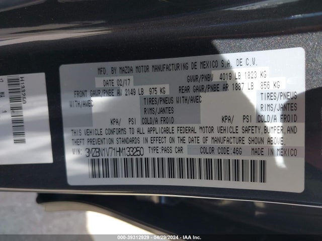 3MZBN1V71HM133250 Mazda Mazda3 Touring
