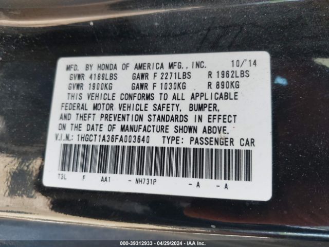 1HGCT1A36FA003640 Honda Accord Lx-s