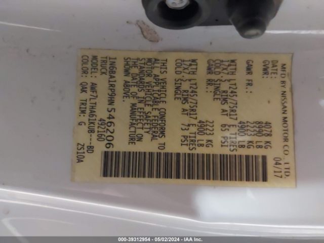1N6BA1RP9HN546206 Nissan Titan Xd Sv